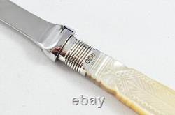 Special Cased Silver Ferruled 1894 Carved Mother Of Pearl Handled Letter Opener