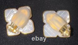 Stephen Dweck Carved Mother of Pearl & Gold-Plated Sterling 925 Square Earrings
