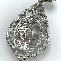 Sterling Silver Necklace Pendant Carved Mother of Pearl Cameo by Gems en Vogue