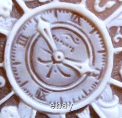 Stunning STERLING Carved SHELL CAMEO Round withZODIAC Symbols BROOCH PENDANT