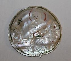 Three Medallion Religious Sculpture Carved Mother Of Pearl 19th Century