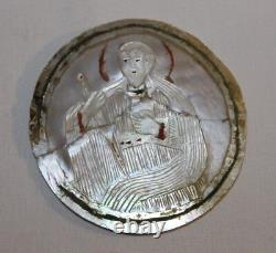 Three Medallion Religious Sculpture Carved Mother Of Pearl 19th Century