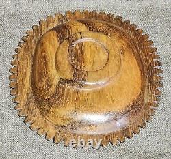 Trobriand Carved Wood Bowl with Mother of Pearl 7 x 6 inches Papua New Guinea