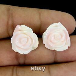 Unheated Rose Carving Mother Of Pearl 19x18mm 925 Sterling Silver Earrings