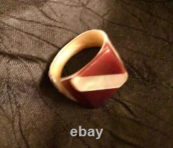 Victorian Mother of Pearl Carved Shell Ring Rare