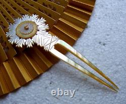 Victorian hair comb carved mother of pearl hair ornament