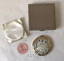 Vintage Carved Mother Of Pearl Compact-With Box-Never Used