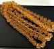 Vintage Long Heavy Orange Hand Carved Etched Knotted Glass Beaded Necklace 58