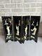 Vintage Panel Table Divider Geisha Screen Small Mother Of Pearl Carving 4 Panel