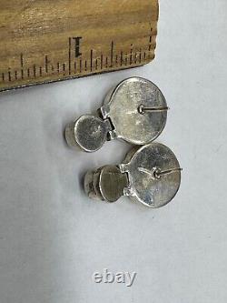 Vintage Sterling Silver Carved Mop Shell Flower Black Pearl Post Earrings