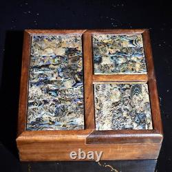 Boîte exquise sculptée à la main en nacre incrustée de bois de rose naturel chinois 26022