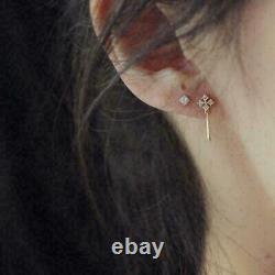 Boucles d'oreilles pour femmes en diamant taillé rond de 2,00 Ct avec finition en or jaune 14 carats