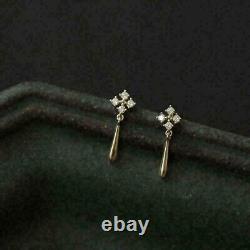 Boucles d'oreilles pour femmes en diamant taillé rond de 2,00 Ct avec finition en or jaune 14 carats