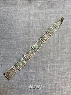 Bracelet en argent antique 800 pièces, sculpté en coquille d'ormeau avec camée