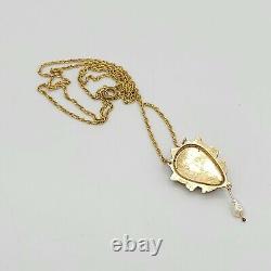 Collier en perles de corail antique avec camée sculpté en or 14 carats GF - Bijoux victoriens magnifiques