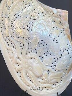 Coquille sculptée Vie océanique Marine Mer Coquille Mère de perles incl. Support Coquille de perle