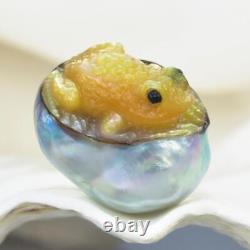 ÉNORME Perle Baroque de Mer du Sud en Nacre Dorée Sculptée en Forme de Grenouille non percée de 4,65g