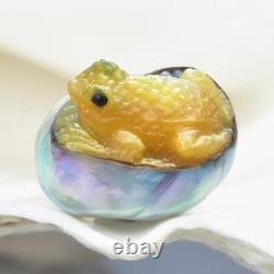 ÉNORME Perle Baroque de Mer du Sud en Nacre Dorée Sculptée en Forme de Grenouille non percée de 4,65g