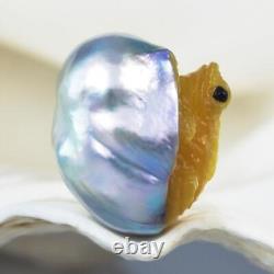 ÉNORME Perle Baroque de Mer du Sud en Nacre Dorée Sculptée en Forme de Grenouille non percée de 4,65g