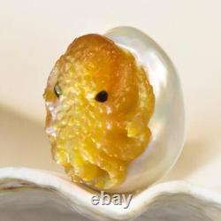 ÉNORME perle baroque de mer du Sud & sculpture de poulpe en nacre non percée 5,58 g