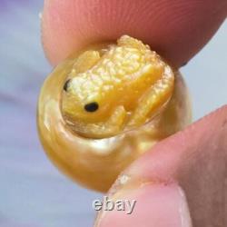 ÉNORME perle de culture des mers du Sud, sculptée en forme de grenouille en nacre dorée baroque, non percée, 4,68g