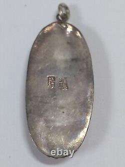 Pendentif en argent chinois antique doré avec verre orange sculpté tchèque imitant une perle