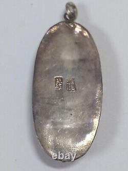 Pendentif en argent chinois antique doré avec verre orange sculpté tchèque imitant une perle