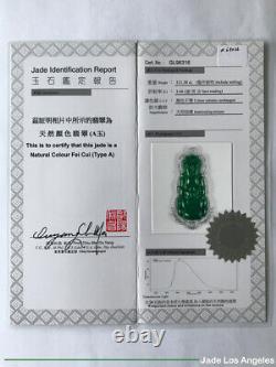 Pendentif en diamant en or blanc 18 carats avec jade de jade vert émeraude de perle de Kwanyin 111,38 ct