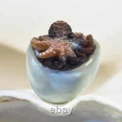 Perle baroque géante de mer du Sud et pendentif en nacre sculptée en forme de poulpe 4,43 g