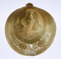 Plaque en coquillage sculpté Jésus Jean-Baptiste en nacre antique de Jérusalem