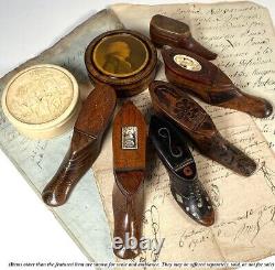 Rare 18ème siècle française sabot sculpté à la main avec incrustations de tabac, pique et nacre